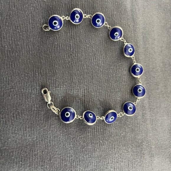 Evil Eye Beaded Bracelet marked 925 - Picture 5 of 5
